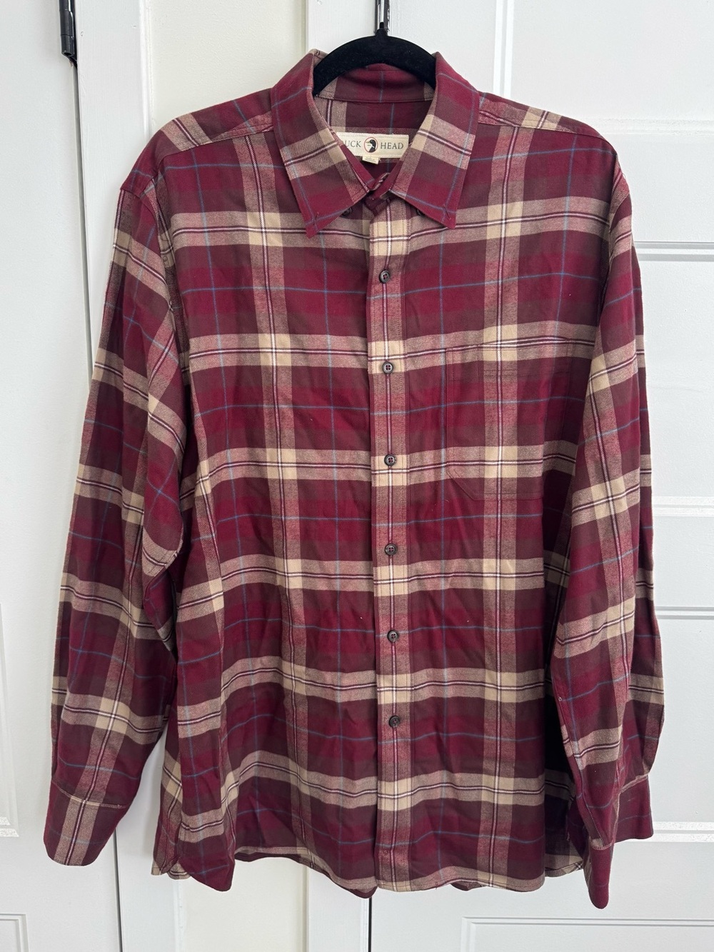 Duck Head Cotton Flannel Sport Long Sleeve Shirt in Tawny Port / Buckner Plaid
